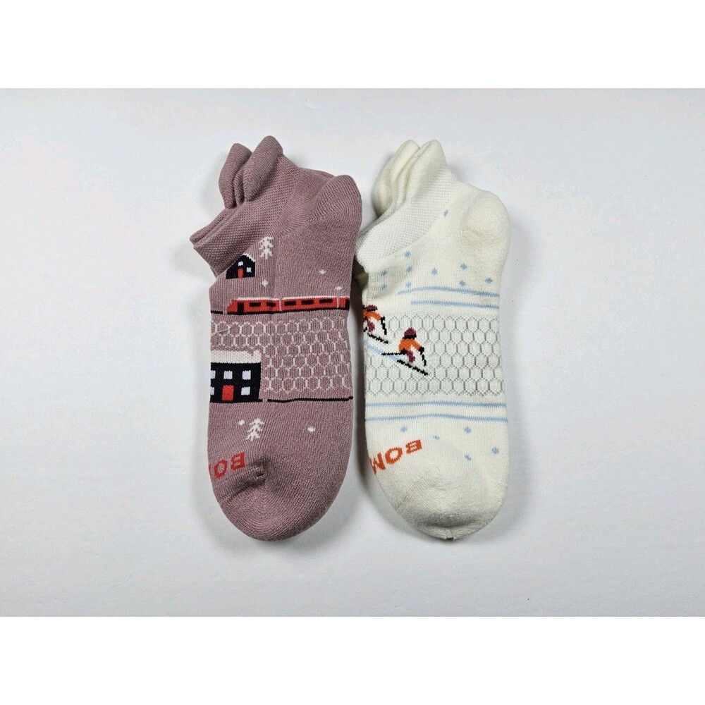 Bombas Winter Pattern Athletic Ankle Socks Lot Of 2 Pairs Size M